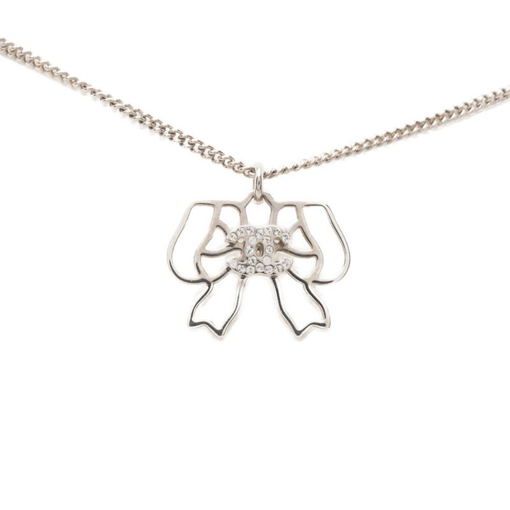 CHANEL Silver Logo Necklace